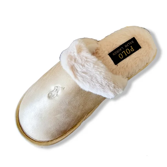 Polo Ralph Laurens Summit Scuff II Slippers in Gold Metallic w/ Cream - Picture 8 of 14